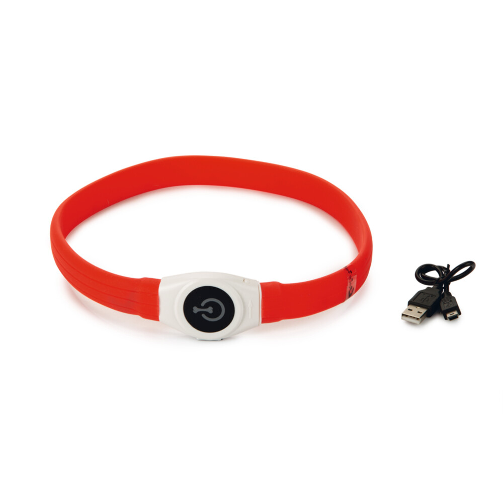beeztees safety gear glowy hondenhalsband usb rood 65x2,5 cm