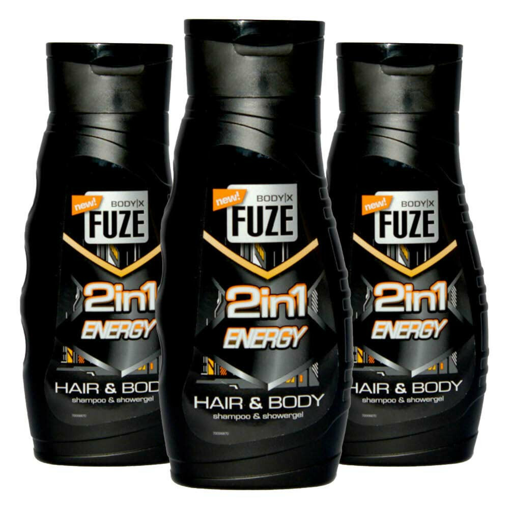 3x Body-X Fuze Douchegel Hair&Body Energy 300 ml