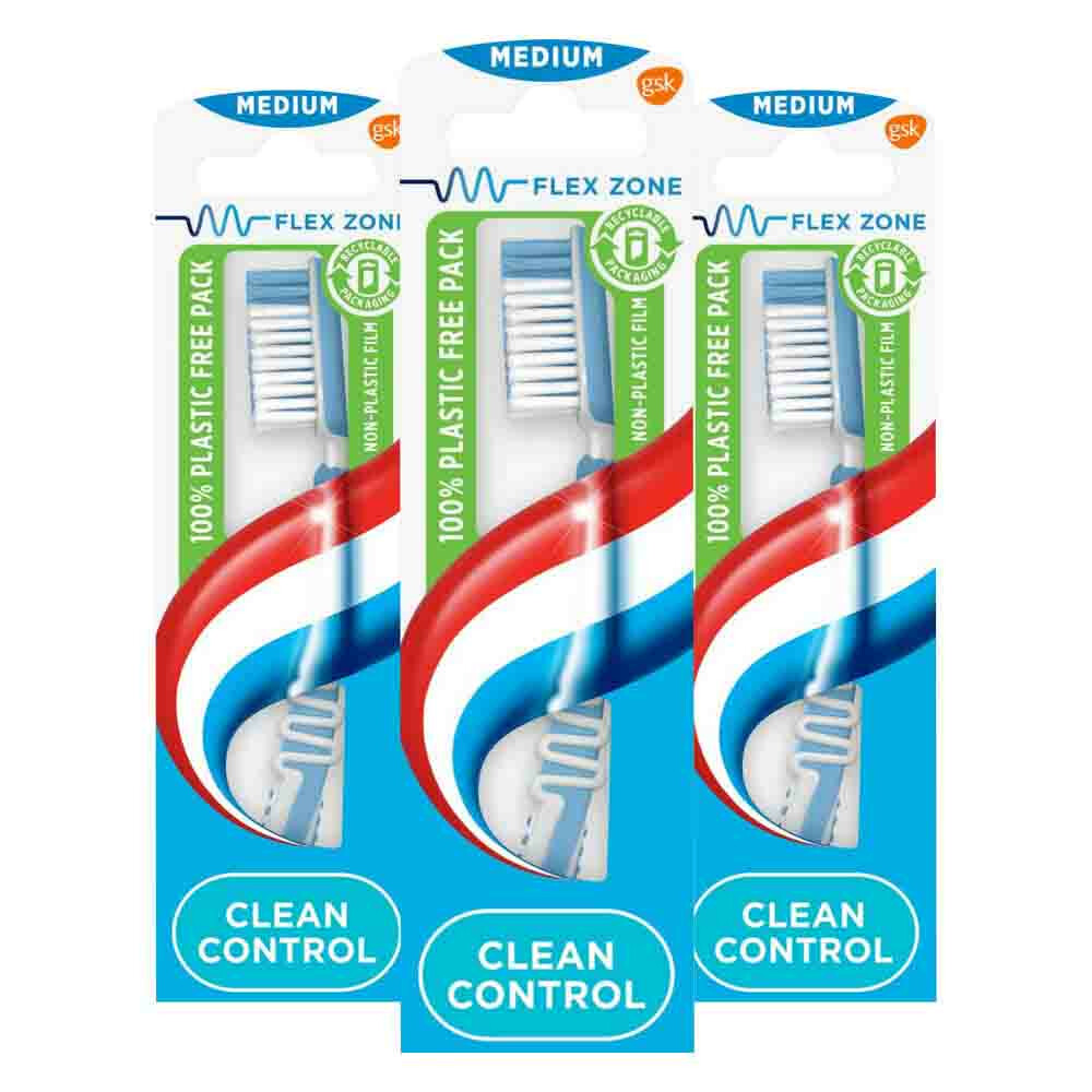 3x Aquafresh Tandenborstel Clean Control Medium