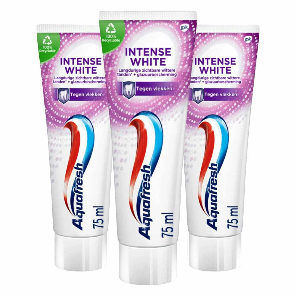 3x Aquafresh Tandpasta Intense White 75 ml