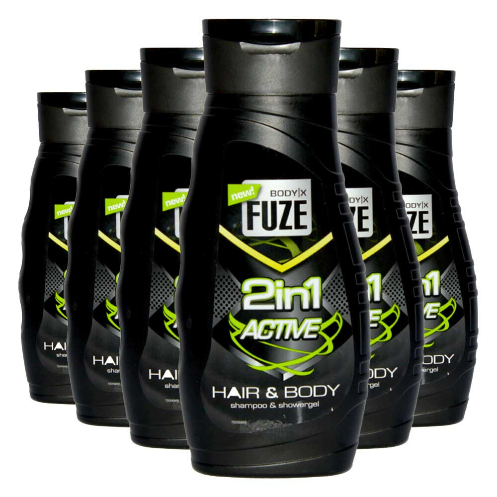 6x Body-X Fuze Douchegel Hair&Body Active 300 ml