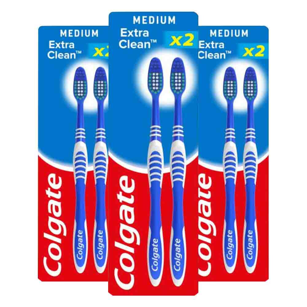 Colgate 3x Tandenborstel Extra Clean Medium 2 - 6 stuks