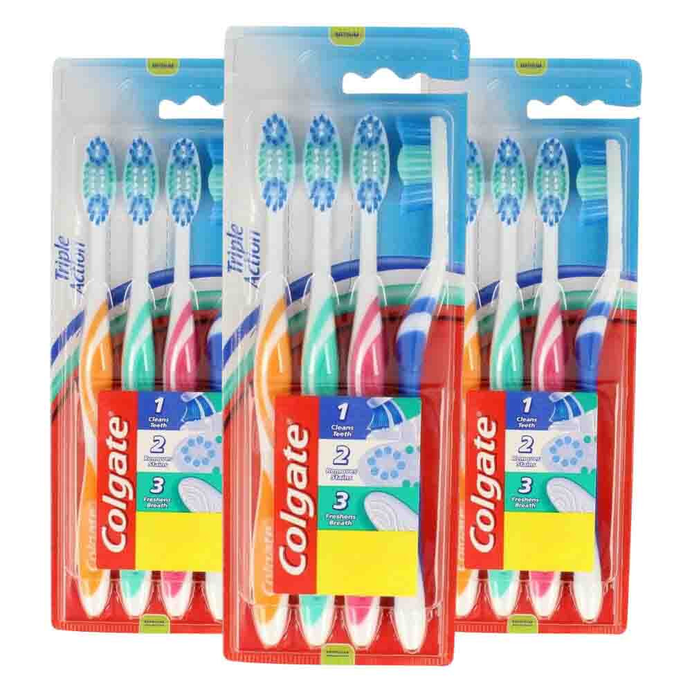 Colgate 3x Tandenborstel Triple Action Medium 4 - 12 stuks