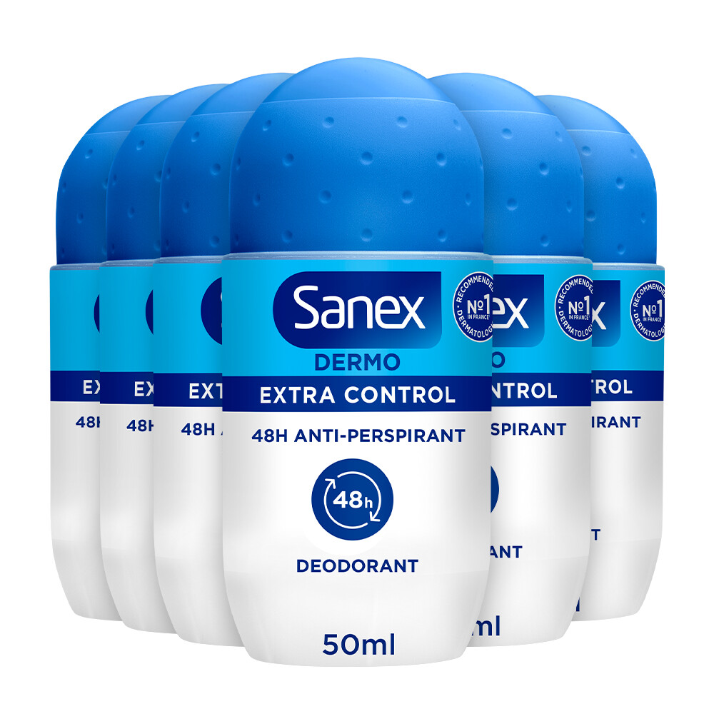6x Sanex Deoroller Dermo Extra Control 50 ml
