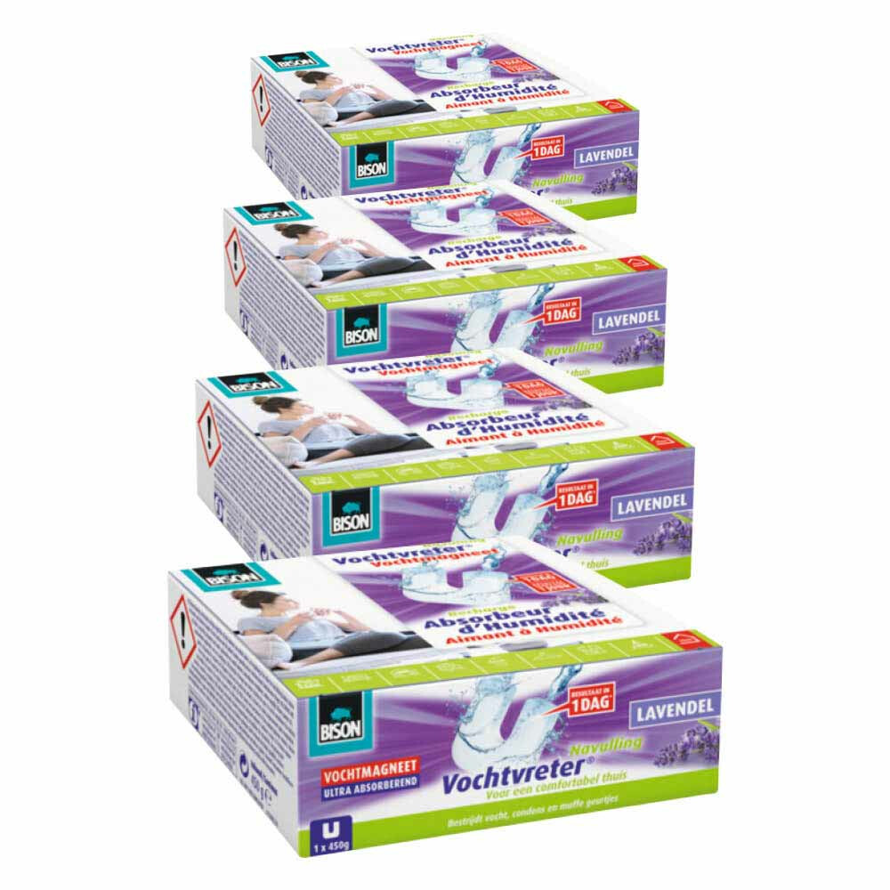 4x Bison Vochtvreter Vochtmagneet Lavendel 450 gr