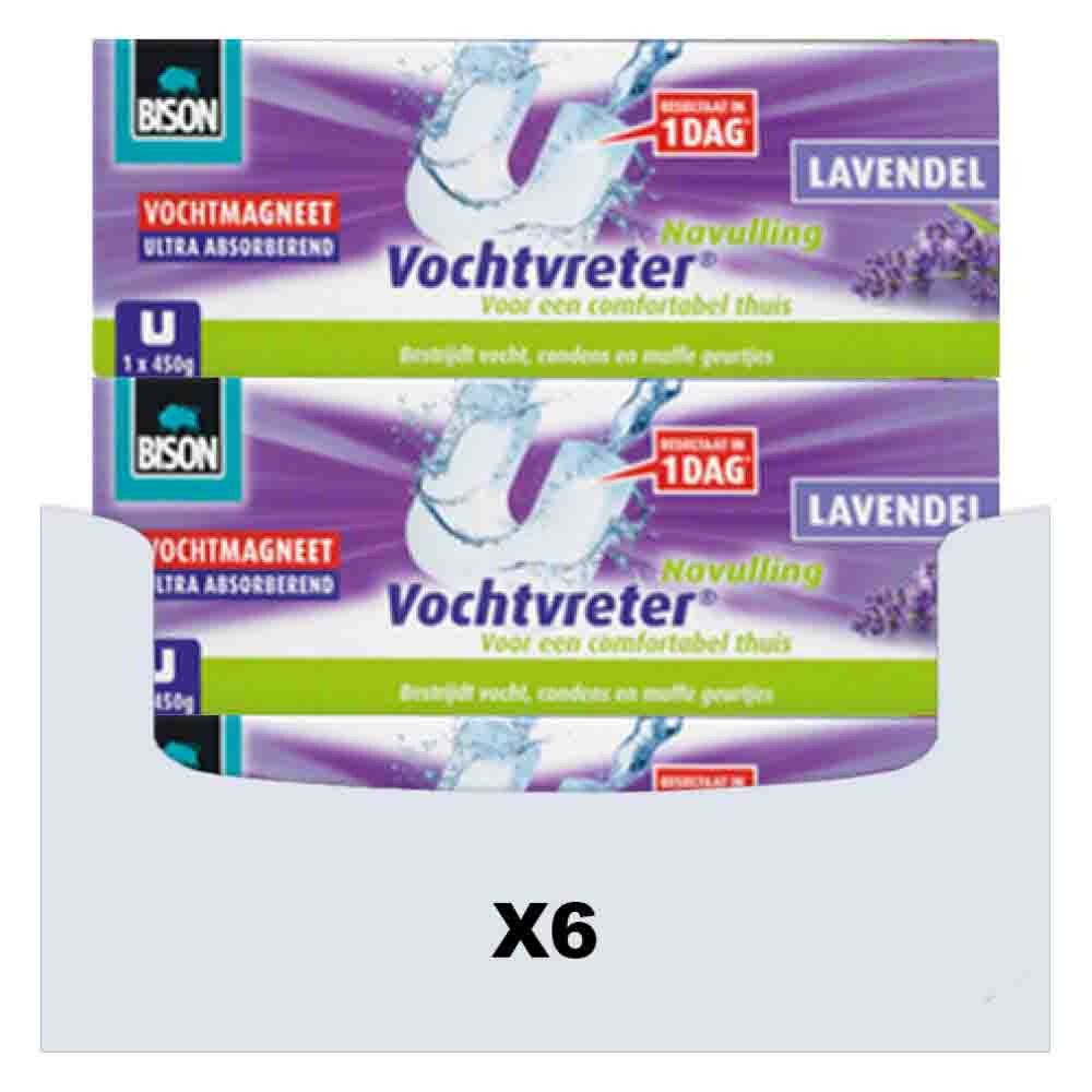 6x Bison Vochtvreter Vochtmagneet Lavendel 450 gr