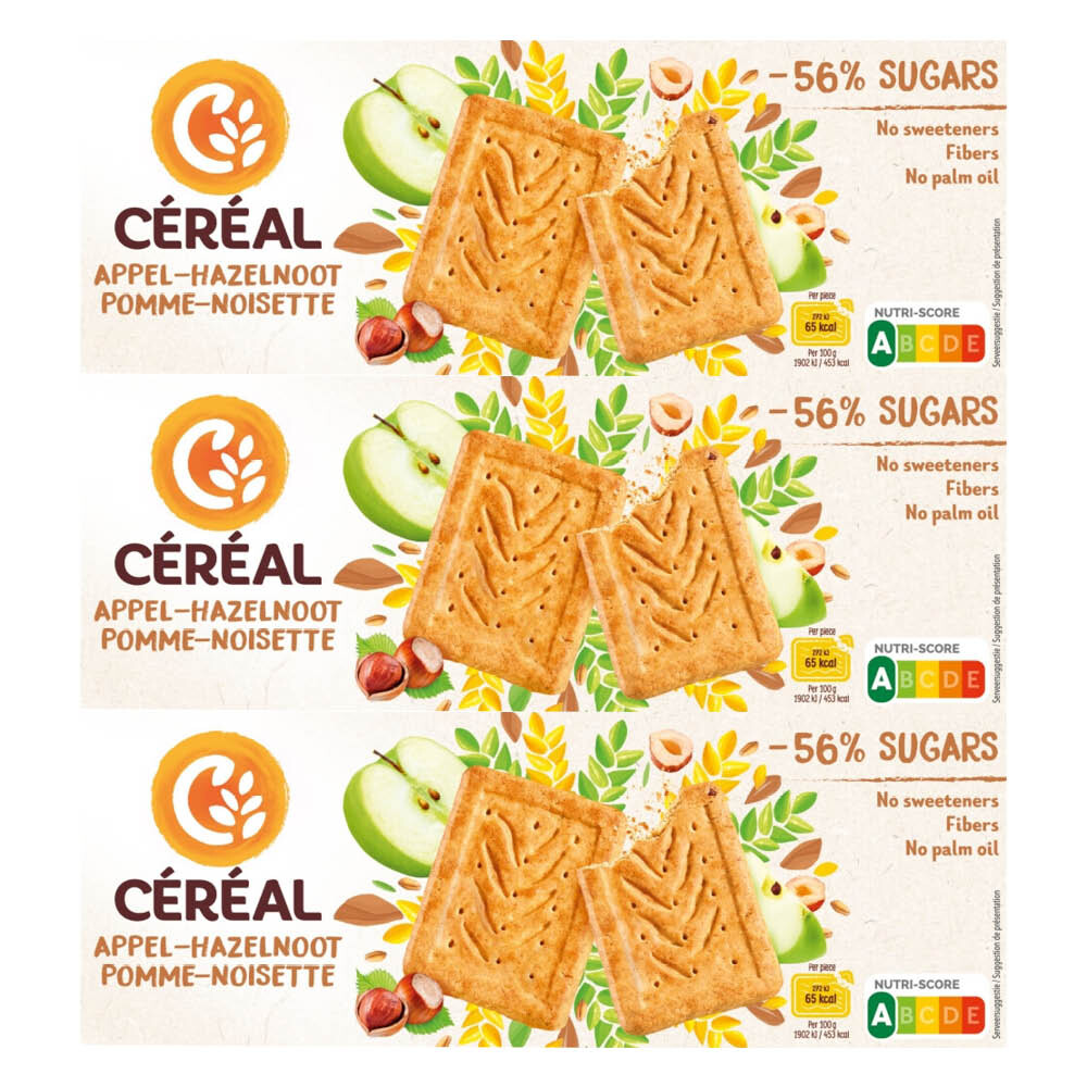 3x Céréal Koekjes Appel-Hazelnoot 230 gr