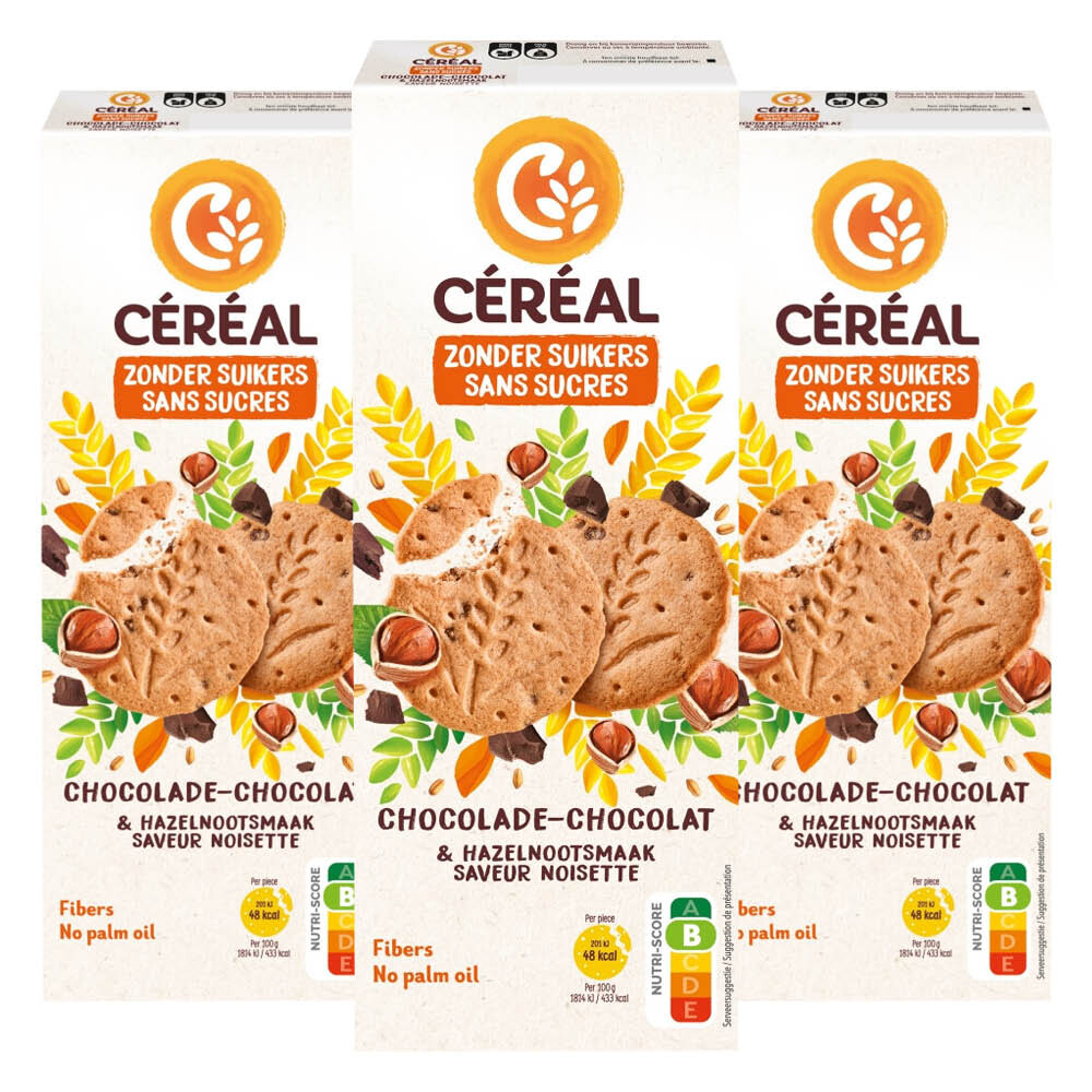3x Céréal Zandkoek Hazelnoot Chocolade 132 gr