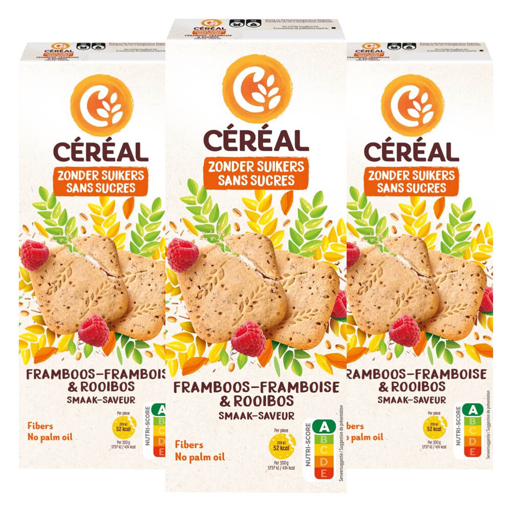 3x Céréal Koekjes Framboos Rooibos 150 gr