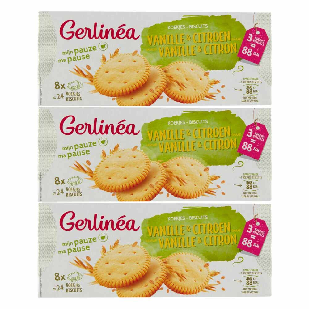 3x Gerlinea Koekjes Vanille & Citroen 8x3 stuks