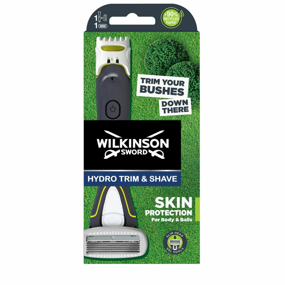 6x Wilkinson Hydro Trim&Shave Body&Balls Scheermes en Trimmer 1 set met grote korting