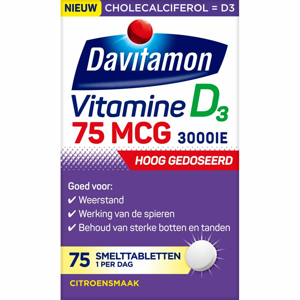 Davitamon Vitamine D3 Forte 75 MCG 75 smelttablet
