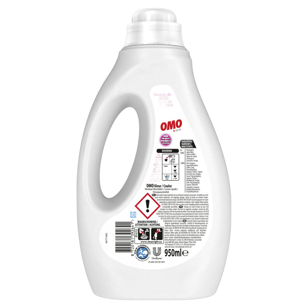 OMO Vloeibaar Wasmiddel Kleur 19 Wasbeurten 950 Ml Plein Nl