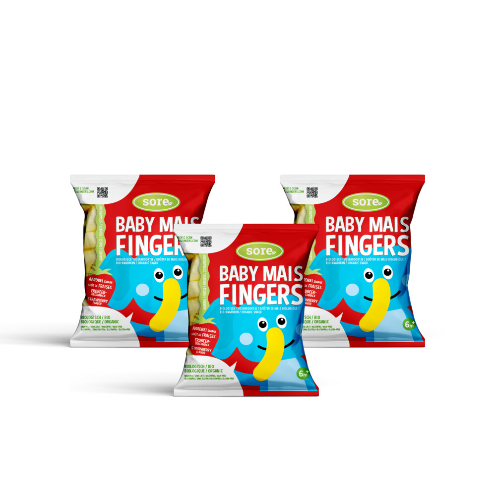 3x Sore Baby Maisfingers Aardbei 35 gr