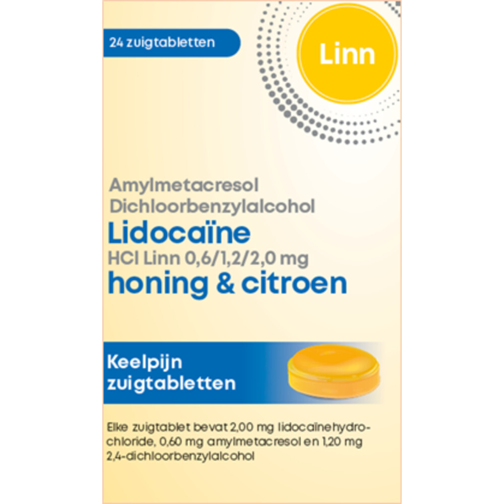 Linn Amylmetacresol Lidocaïne Honing&Citroen 24 tabletten