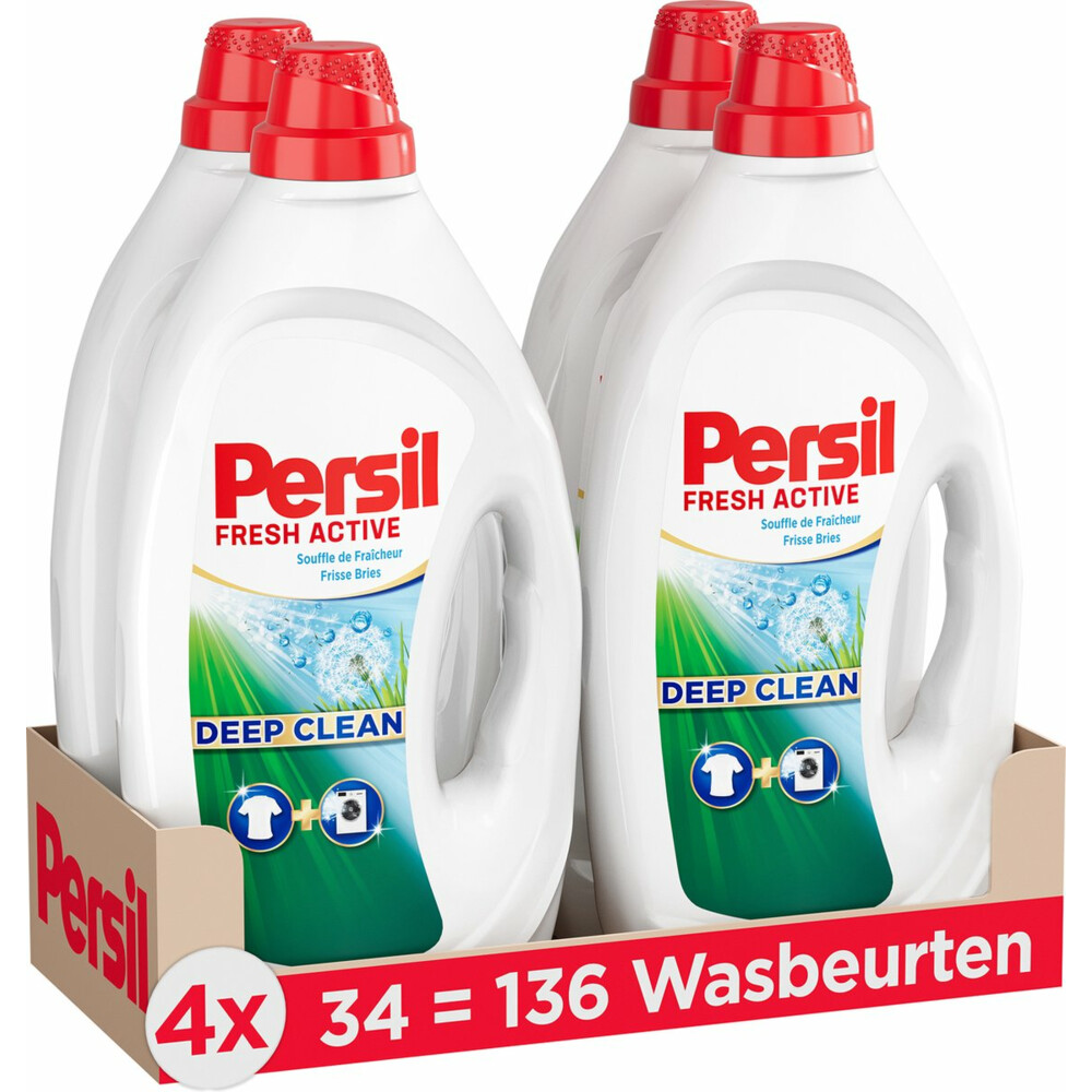 4x Persil Wasmiddel Gel 34 Wasbeurten Deep Clean Fresh Breeze 1,53 liter
