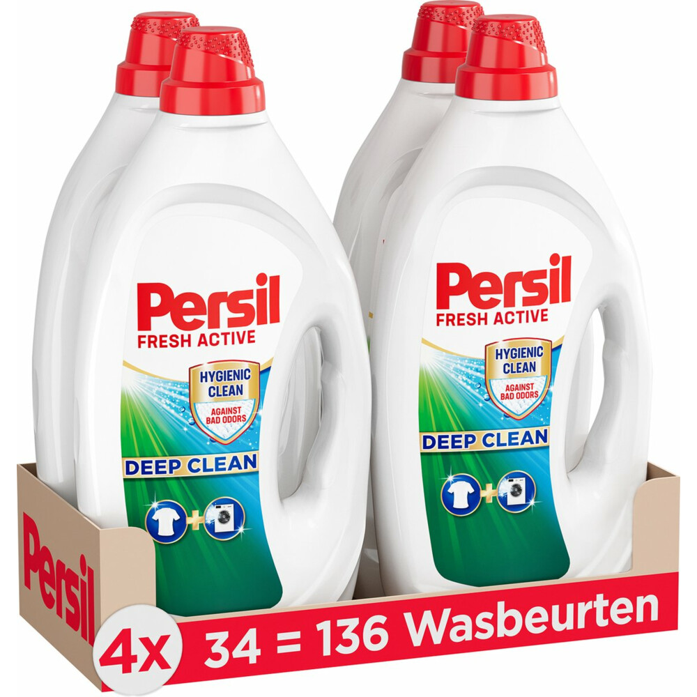 4x Persil Wasmiddel Gel 34 Wasbeurten Deep Clean Hygienic Clean 1,53 liter