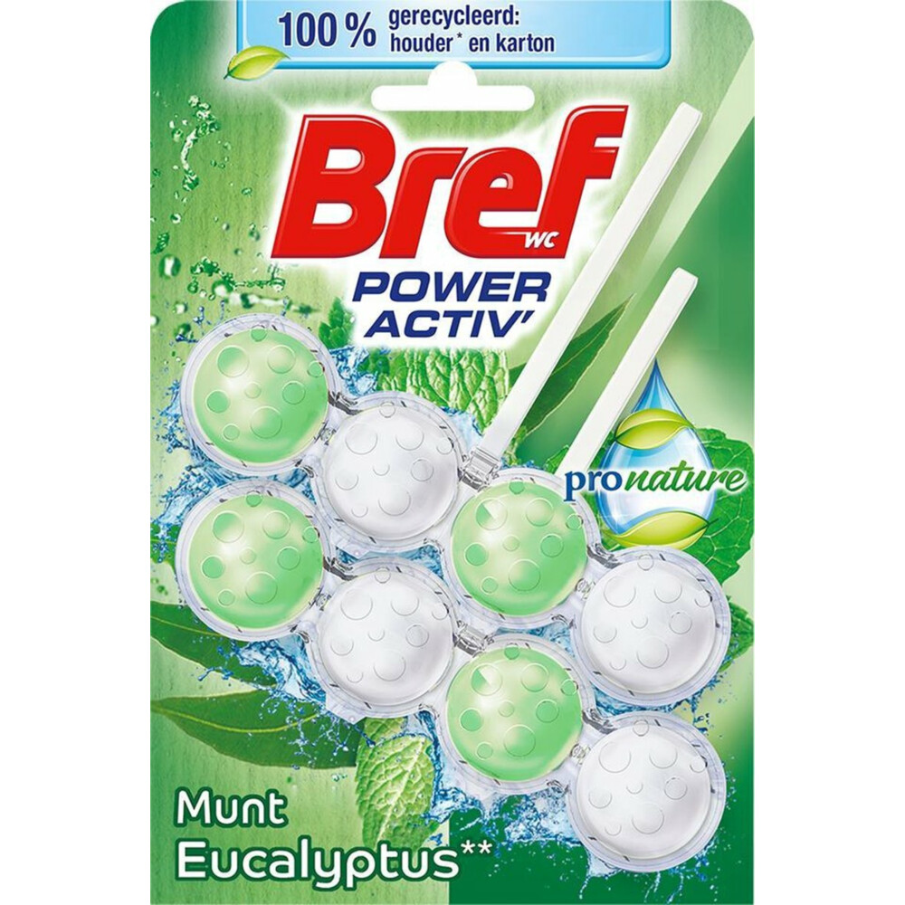 Bref Toiletblok Power Activ Pro Nature Munt Eucalyptus 2 stuks