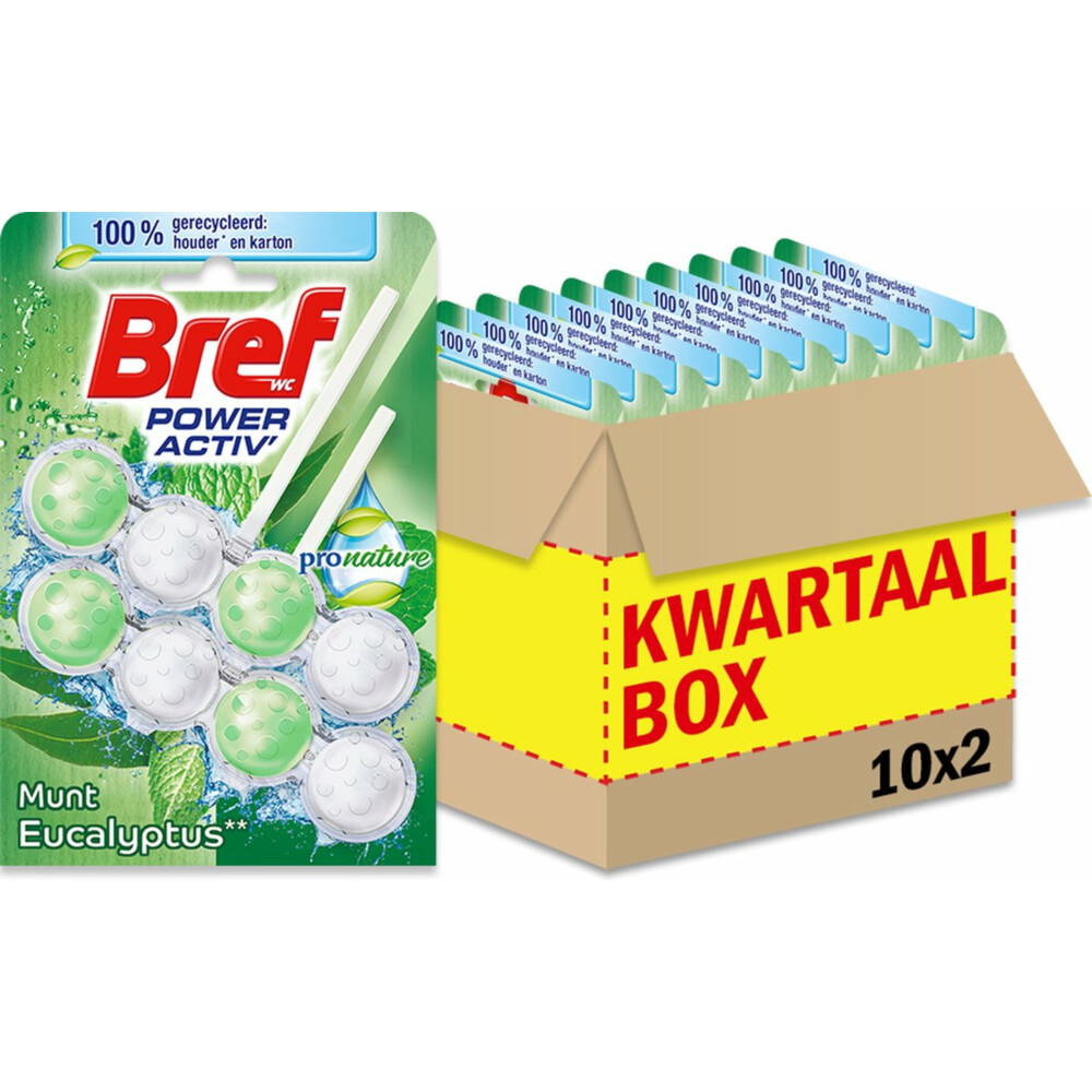 10x Bref Toiletblok Power Activ Pro Nature Munt Eucalyptus 2 stuks