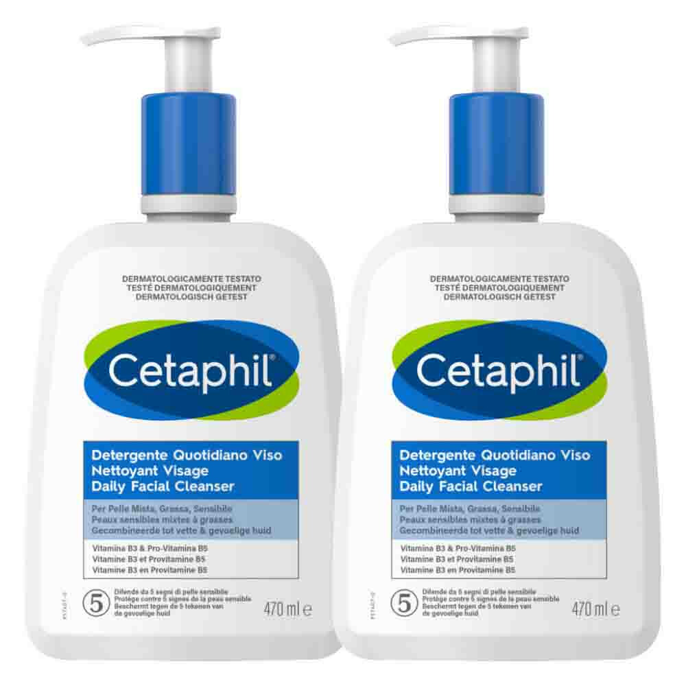 2x Cetaphil Daily Facial Cleanser 470 ml