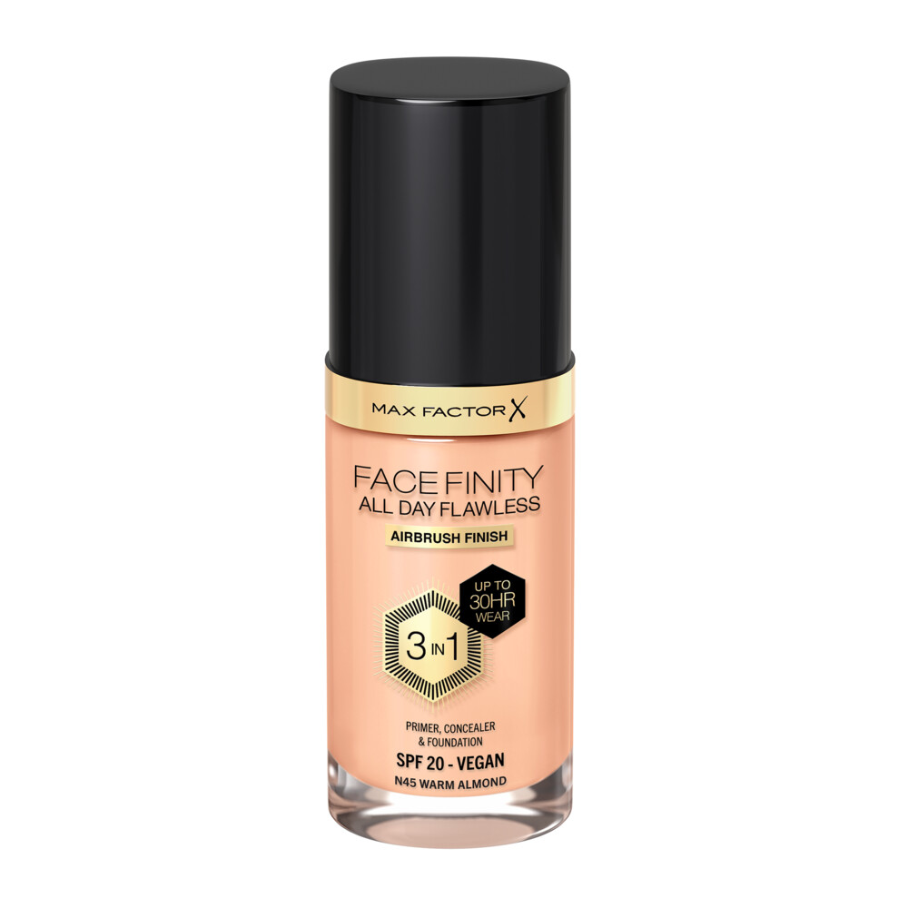1+1 gratis: Max Factor Facefinity All Day Flawless Foundation N45 Warm Almond 34 ml