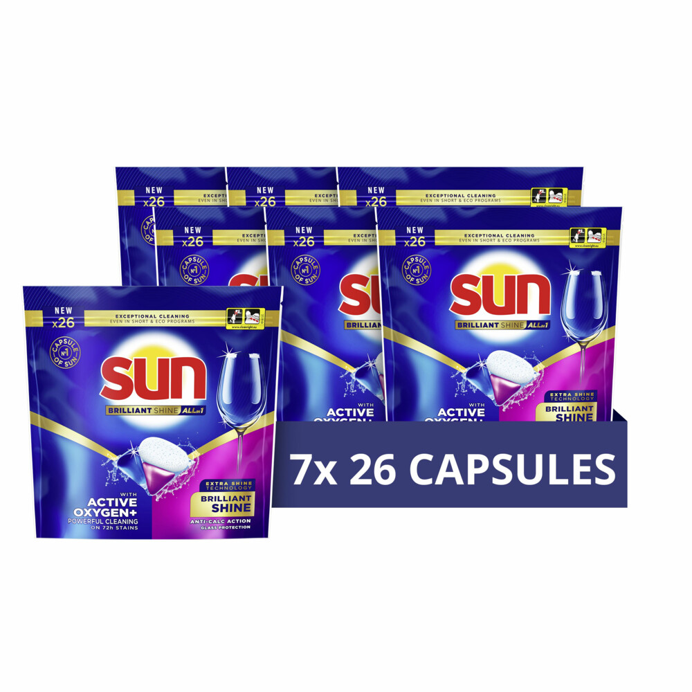 7x Sun Brilliant Shine All-in 1 Vaatwastabletten 26 stuks