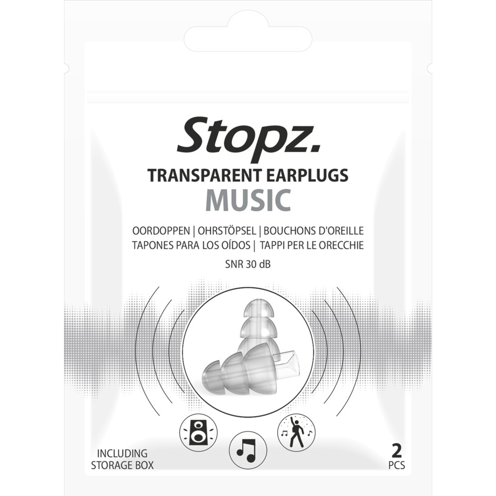 2e halve prijs: Stopz. Earplugs Music Transparant 2 stuks