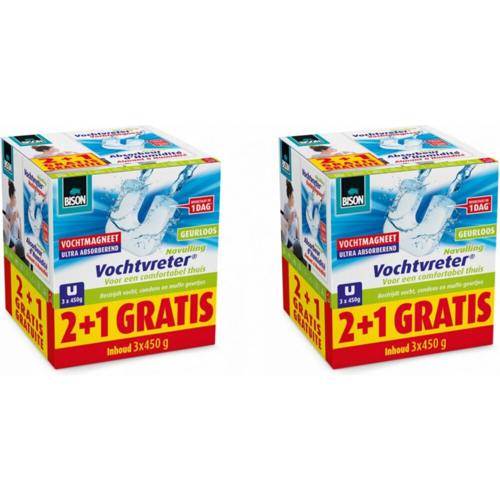 2x Bison Vochtvreter Vochtmagneet Neutraal 3 x 450gr