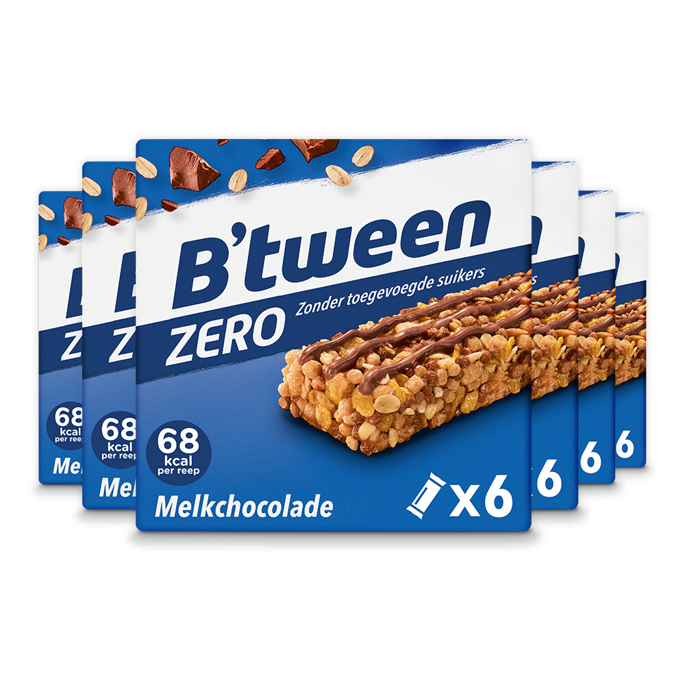 6x Hero B'tween Mueslireep Zero Melkchocolade 6x20gr