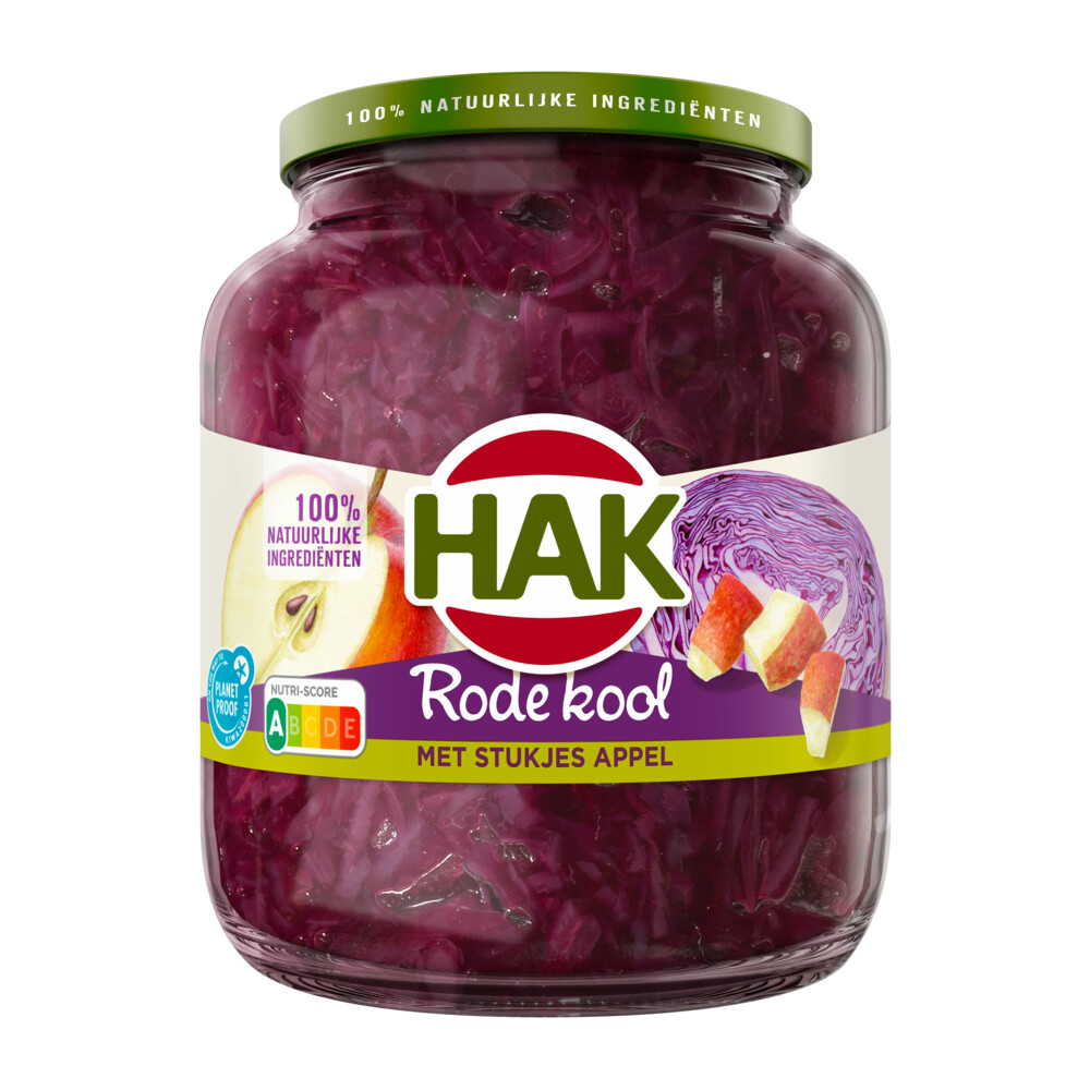 12x Hak Rode Kool Met Stukjes Appel OPP 700 gr