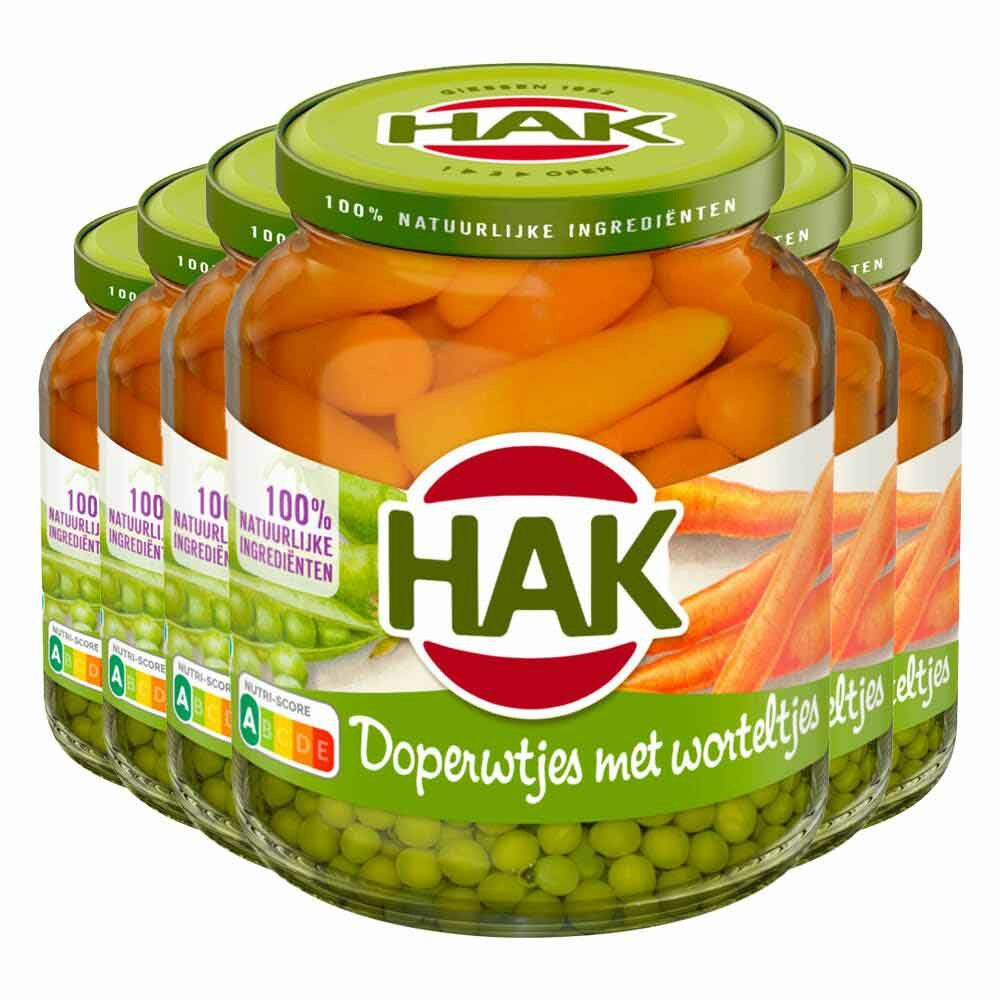 6x Hak Doperwtjes Met Worteltjes Extra Fijn 675 gr
