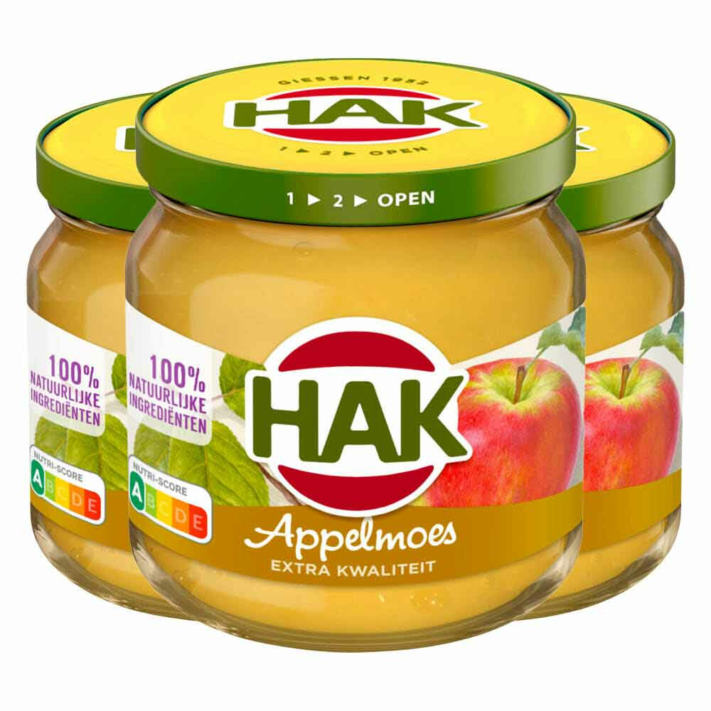 3x Hak Appelmoes Authentiek Hollands Recept Extra Kwaliteit 200 gr