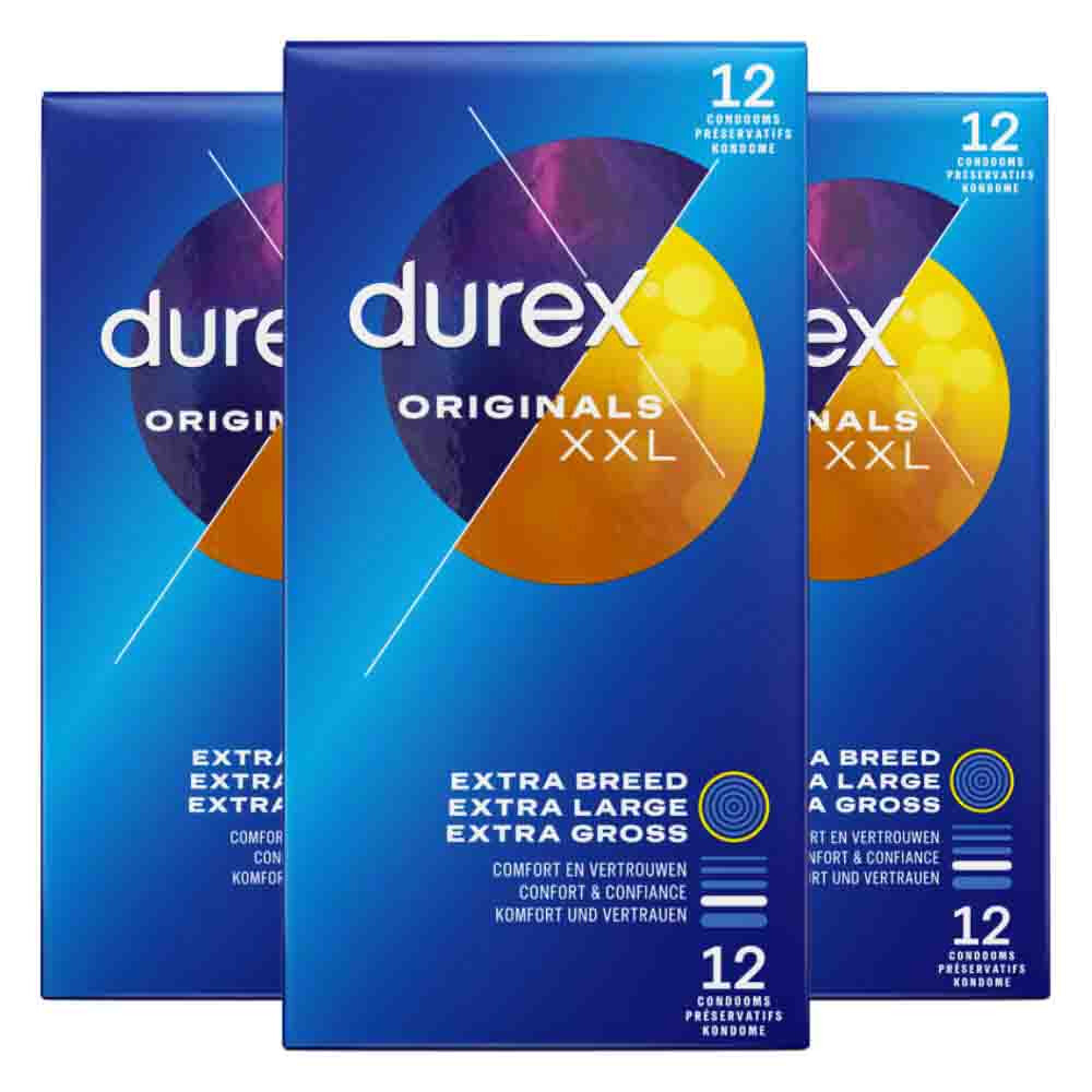3x Durex Condooms Originals XXL 12 stuks