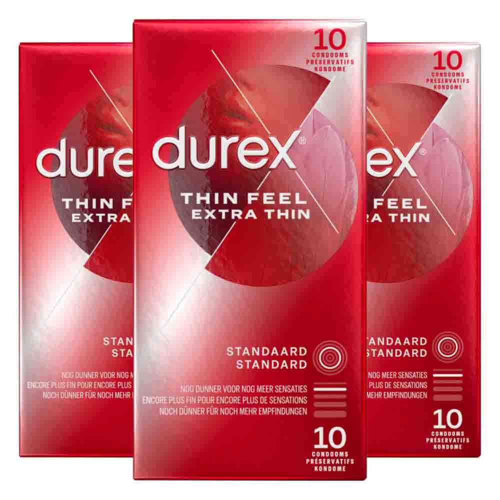 3x Durex Condooms Thin Feel Extra Dun 10 stuks