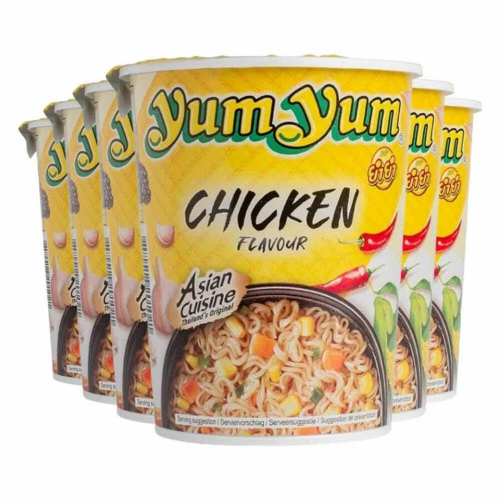 6x Yum Yum Noodles Soep Cup Kip 70 gr