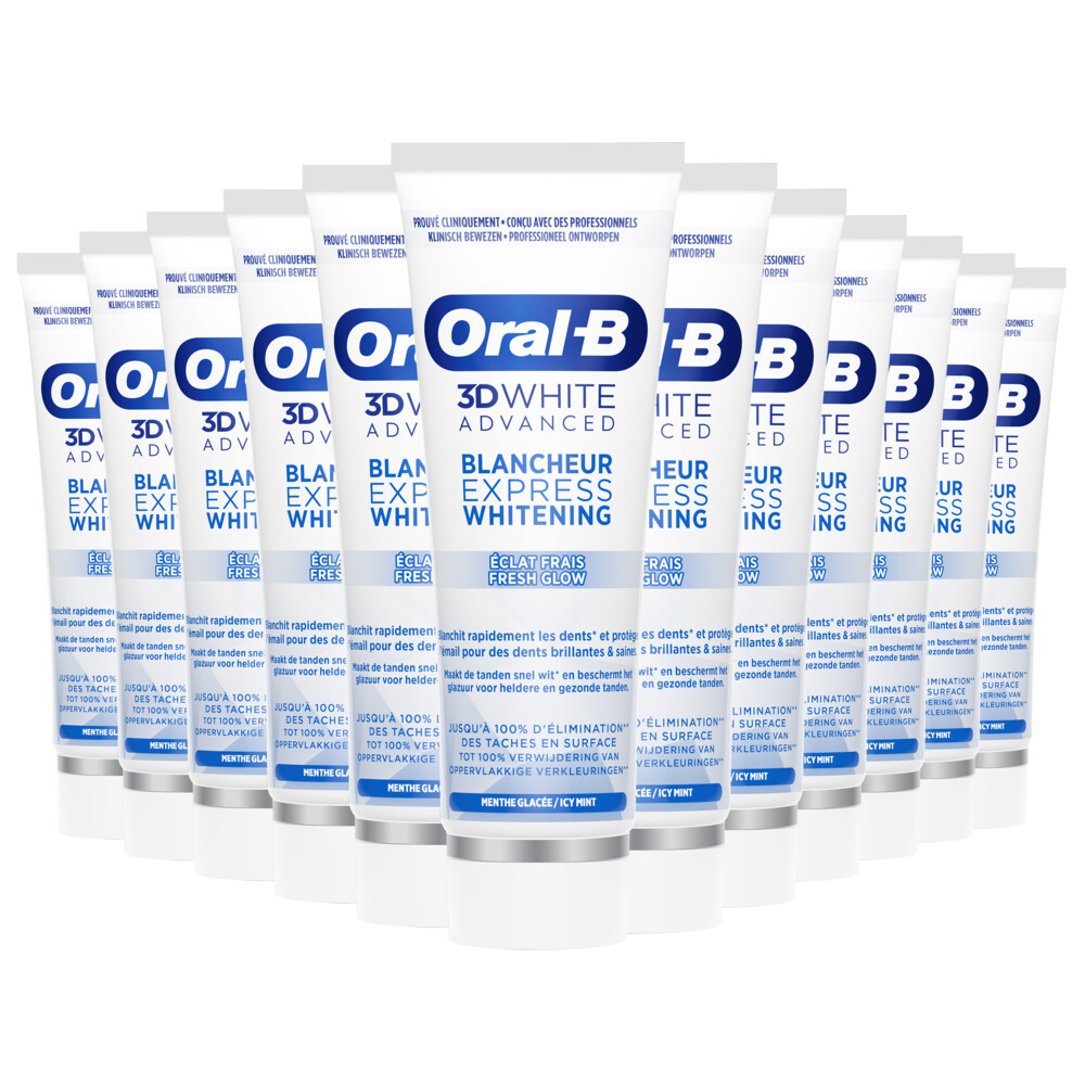 12x Oral-B Tandpasta 3DWhite Advanced Express Whitening Fresh Glow 75 ml