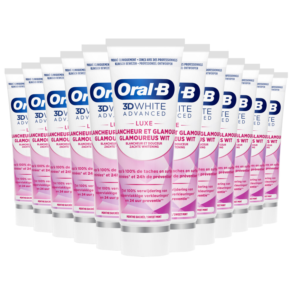 12x Oral-B Tandpasta 3DWhite Advanced Luxe Glamorous White 75 ml