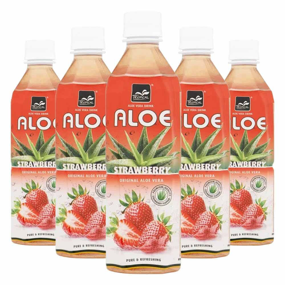 5x Tropical Aloe Vera Drink Aardbei 500 ml