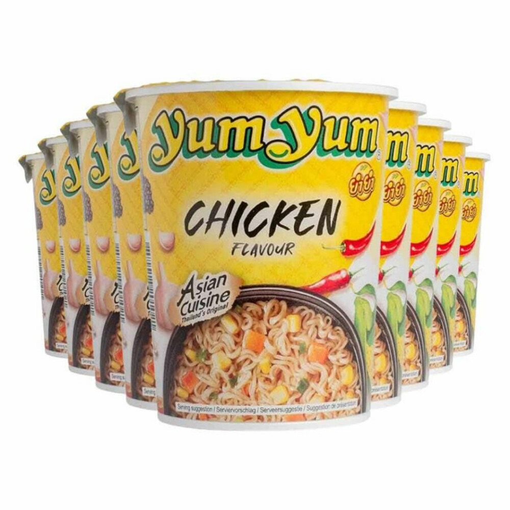 9x Yum Yum Noodles Soep Cup Kip 70 gr