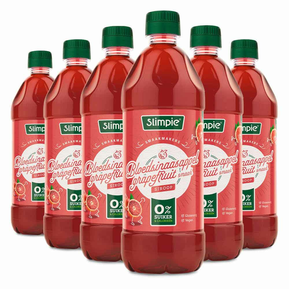 6x Slimpie Siroop Bloedsinaasappel Grapefruit 650 ml