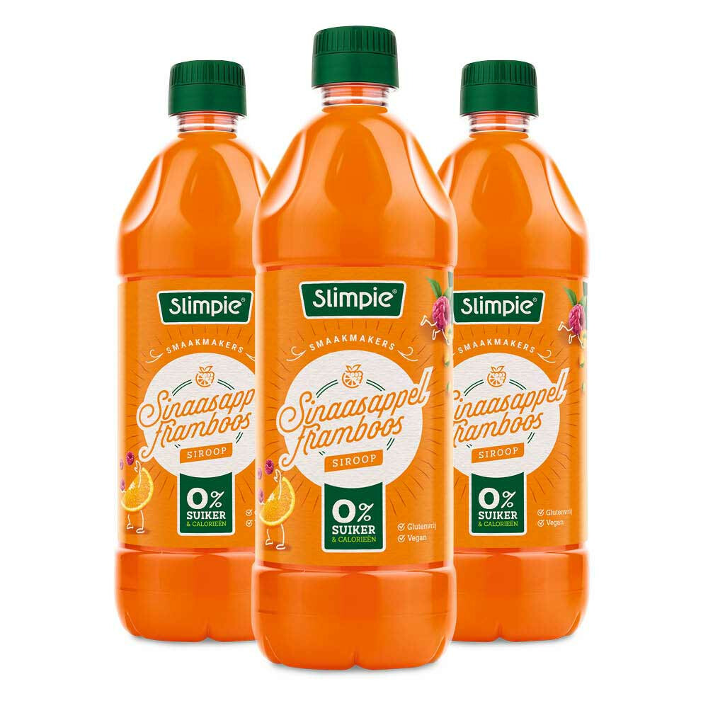 3x Slimpie Siroop Sinaasappel Framboos 650 ml