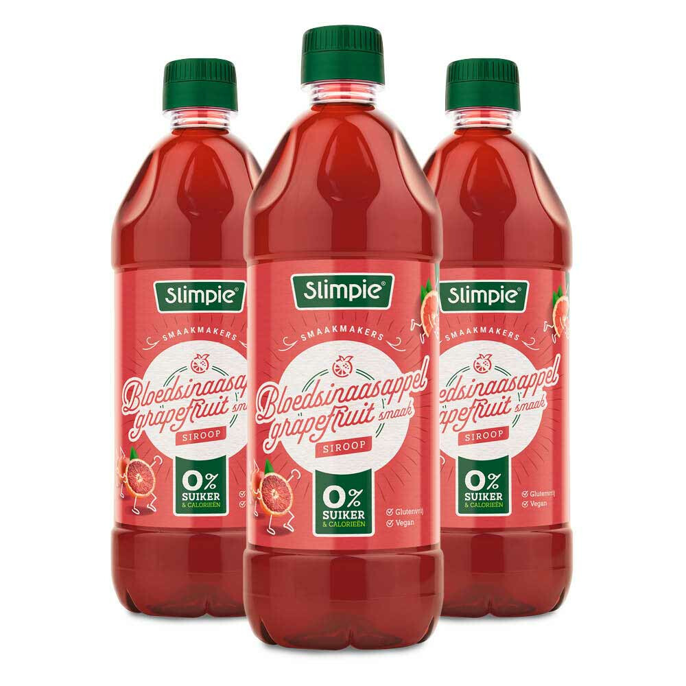 3x Slimpie Siroop Bloedsinaasappel Grapefruit 650 ml