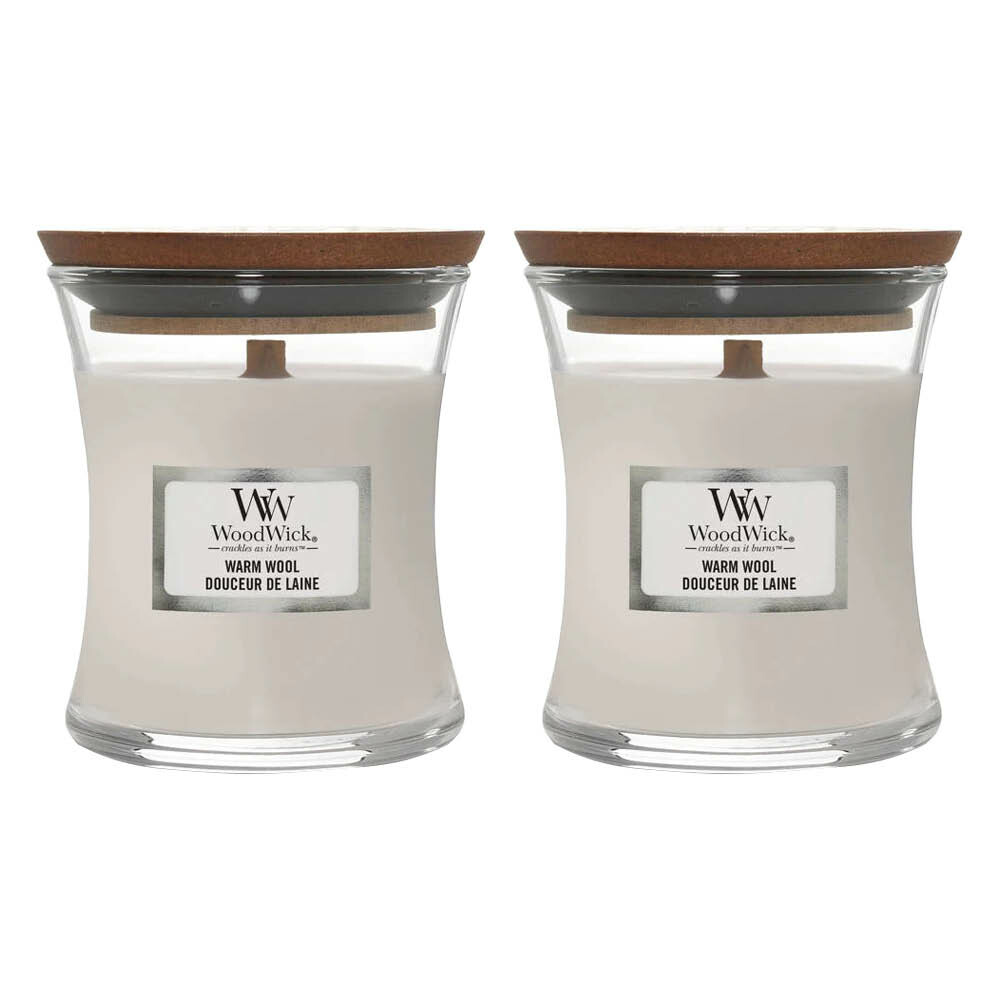 2x WoodWick Geurkaars Mini Warm Wool 85 gr