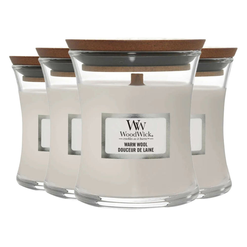 4x WoodWick Geurkaars Mini Warm Wool 85 gr