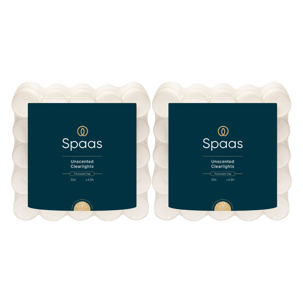 2x SPAAS Theelichten Wit 4,5 Branduren 50 stuks