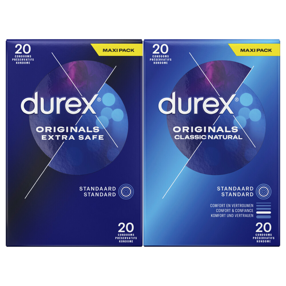 Durex Extra Safe Condooms 20 stuks&Classic Natural Condooms 20 stuks Pakket