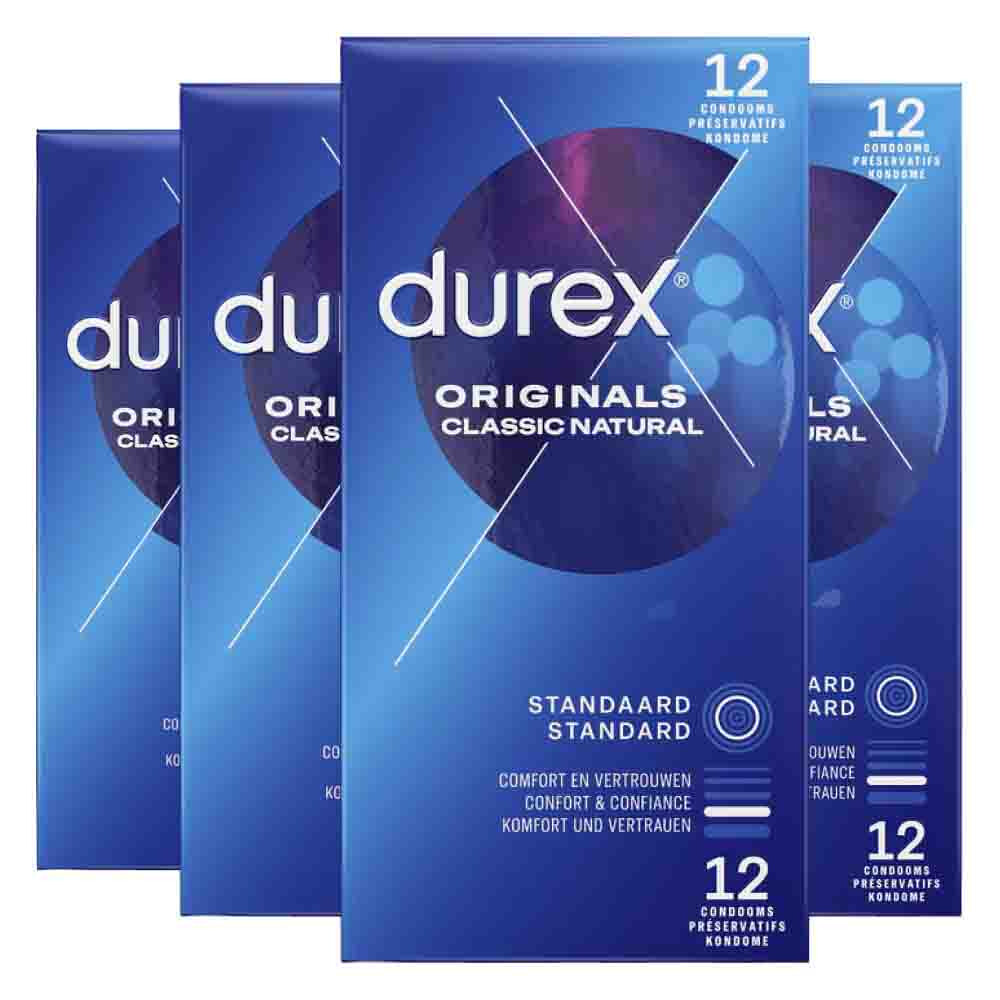 4x Durex Condooms Originals Classic Natural 12 stuks