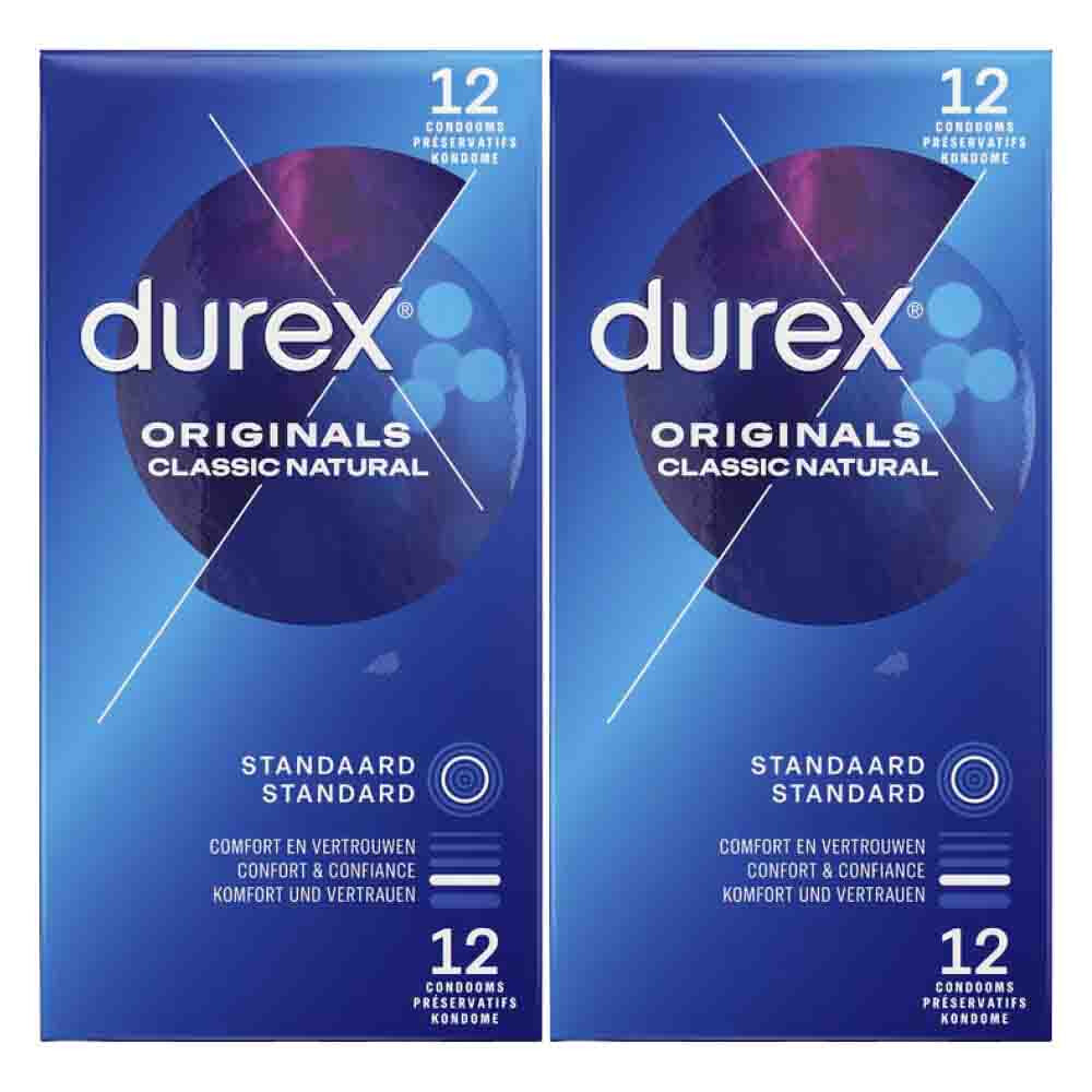 2x Durex Condooms Originals Classic Natural 12 stuks