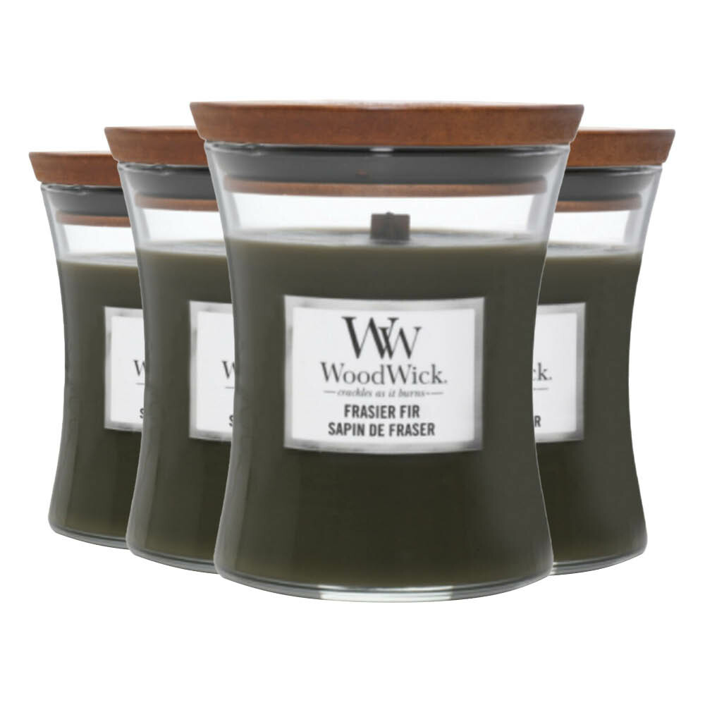 4x WoodWick Geurkaars Mini Frasier Fir 85 gr