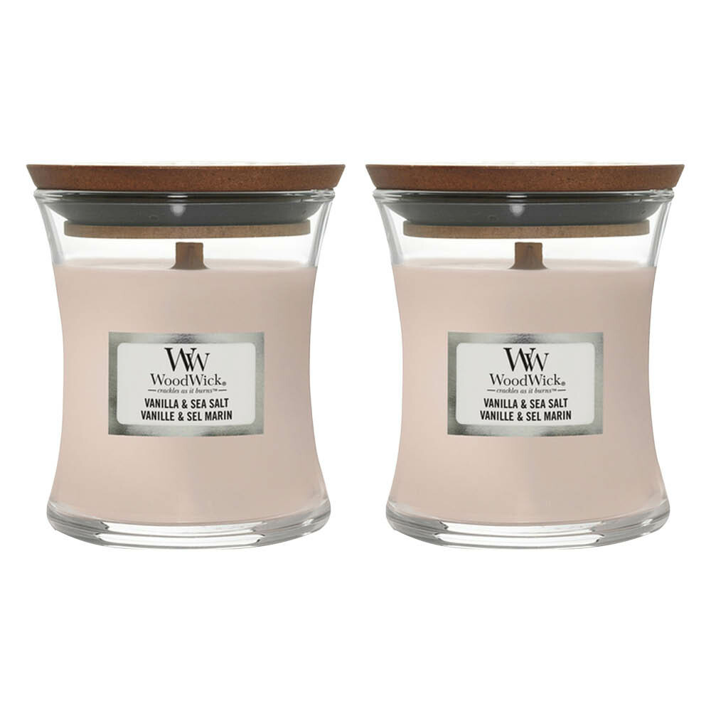 2x WoodWick Geurkaars Mini Vanilla&Sea Salt 85 gr